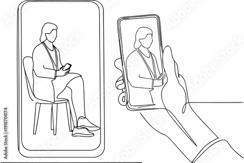 Woman participating in a video call using a smartphone device