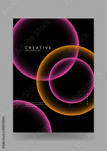 Dramatic creative background featuring vibrant glowing rings in pink and orange set against a deep black professional backdrop