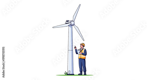 Wind Energy Engineer Inspecting Turbine for Sustainable Power Maintenance