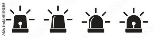 Alarm light icons set for warning, emergency, and alert signals