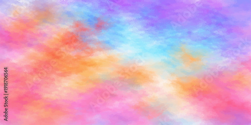 Artistic seamless watercolor backdrop featuring a bright rainbow gradient and colorful bokeh patterns with a blurred paint texture for an abstract pastel wallpaper design
