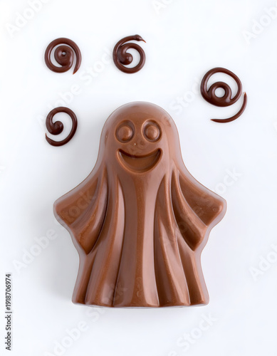 Chocolate Ghost Halloween Candy on White Background
