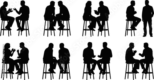 Business, Meeting, Silhouette, Corporate, Office, Teamwork, Professional, Success, Executive, Discussion, Workspace, Leader, Communication, Strategy, Illustration, Business meeting, Office silhouette,