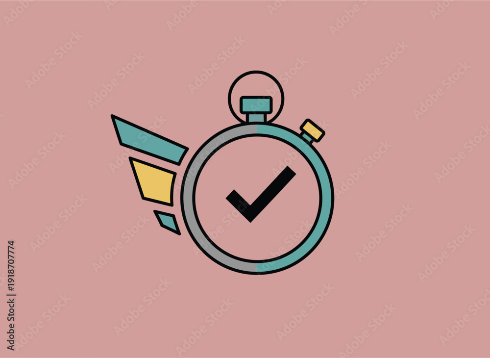 Obraz premium Fast time checkmark icon representing speed and efficiency in tasks.