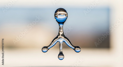 Dripping Faucet with Water Drops Isolated on White Background