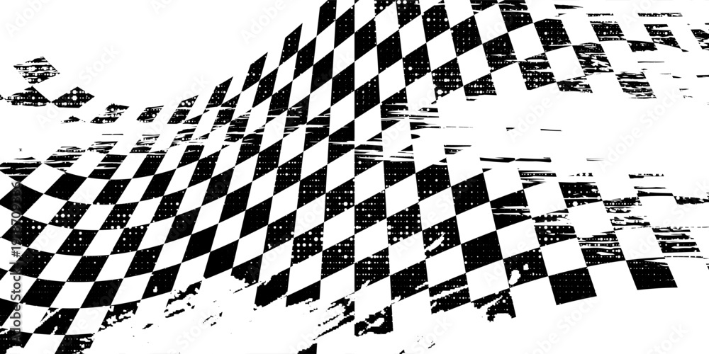 Obraz premium Checkered flag wave on white background design for sport race championship vector illustration.