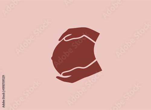 Hands cradling pregnant belly, symbolizing care and support during pregnancy.