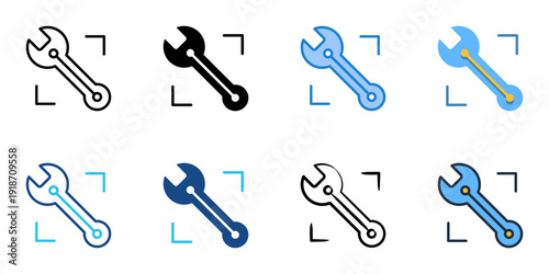 AI Model Tuning icons set multiple style collection. Editable stroke 
