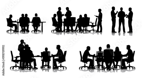 Silhouette of a professional male speaker in a suit giving a speech at a podium with microphone for corporate seminar.