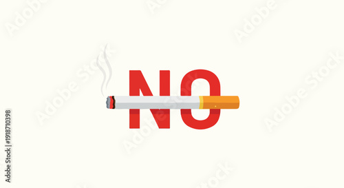 Graphic illustration of a cigarette crossing through the word 'NO' in bold red letters on a white background.