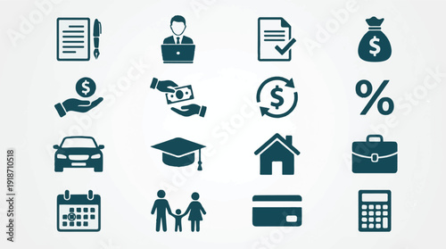 Financial, business and lifestyle icons collection for web and print