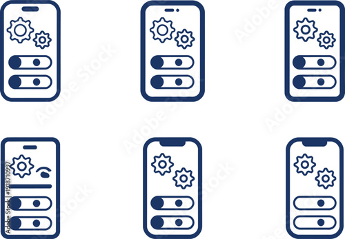 Mobile Phone Settings Gears, Toggles, and Sliders