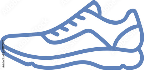 Simple Blue Line Art Sneaker Icon