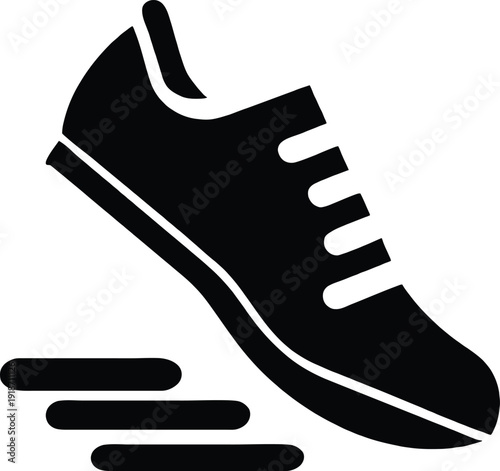 Black Icon of a Sneaker on Steps