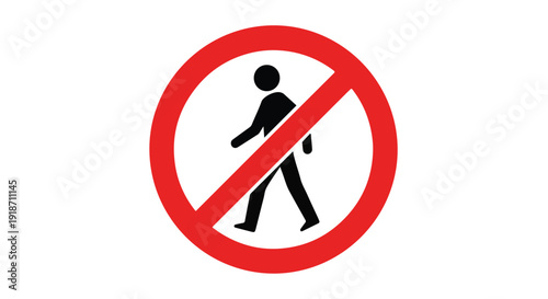 A red prohibition sign featuring a pedestrian icon on a white background.