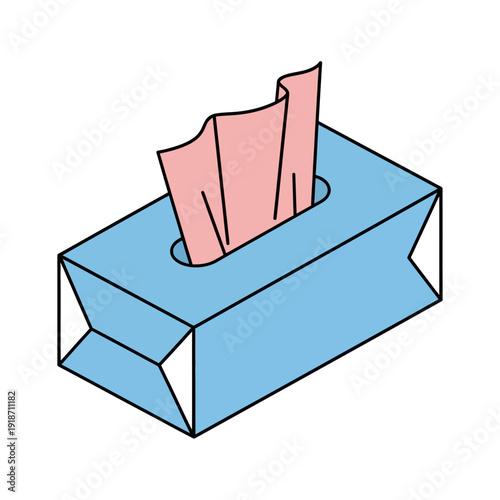 Blue tissue box with pink tissues.