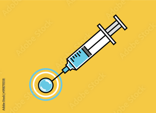 Medical syringe injecting a vaccine for health and immunization purposes.