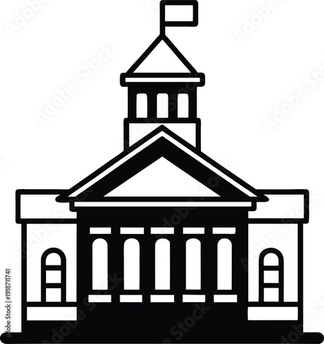 Classic Government Building Icon with Columns