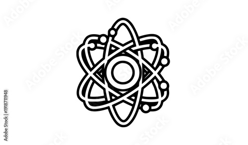 Modern Molecule Atom Icon Vector Symbol for Science Technology Innovation and Education Isolated on White Background