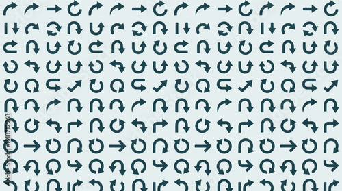 Seamless pattern of various directional arrow icons and symbols