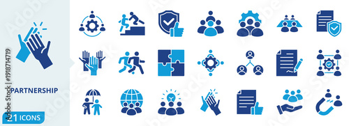 partnership flat icon pack collection of partnership, business, teamwork, deal, corporate, team, collaboration, cooperation, agreement, company icon