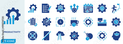 productivity flat icon pack collection of productivity, business, efficiency, work, management, technology, office, performance, innovation, planning icon