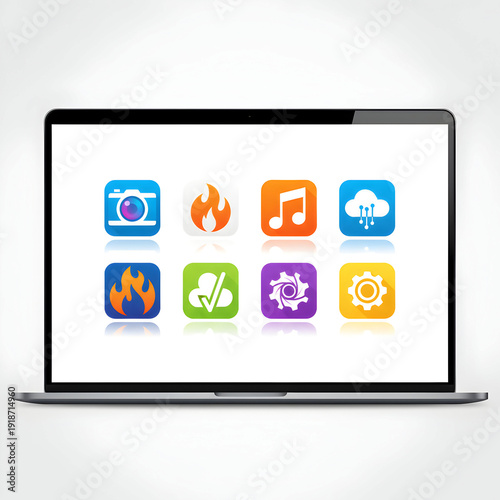 Wallpaper Mural Laptop computer screen displaying a sleek and modern apps icons interface on Torontodigital.ca