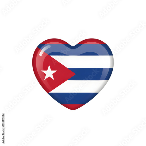 Free Download A vibrant red heart shaped icon with a Cuban flag design in the center set again - GFXLoad