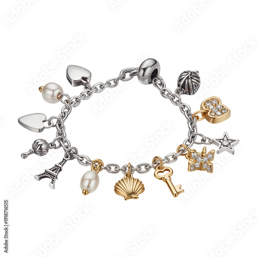 Luxury gold and silver jewelry isolated on white background, fashion necklace and bracelet accessory concept