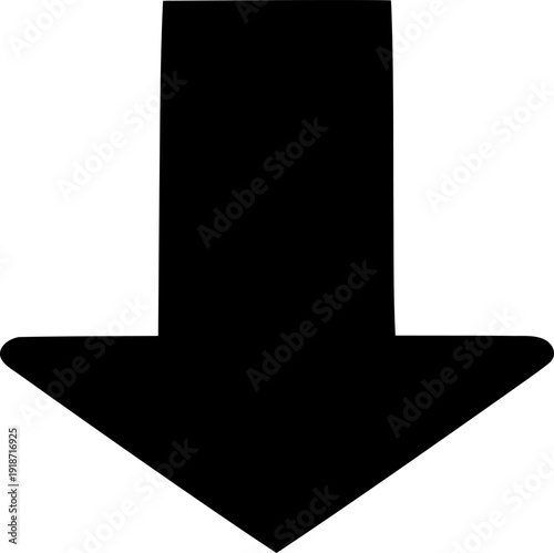 Simple Black Downward Arrow Icon Representing Direction and Choice