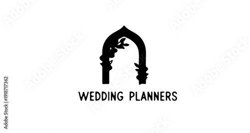 Stylized Archway Logo with Subtle Floral Pattern in Dusty Rose and Grey