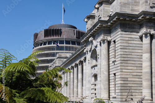 The Parliament House and the Beehive - Wellington, New Zealand