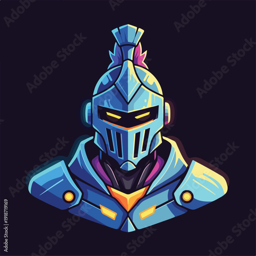 Futuristic Knight Helmet with Glowing Eyes.