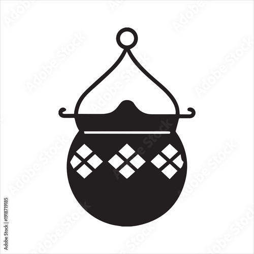Vector Silhouette of a Traditional Jute Hanging Pot Holder