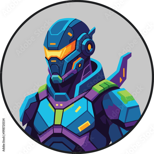 Futuristic Robot Soldier in Power Suit.