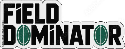 Field dominator sports sticker with green target symbols and white