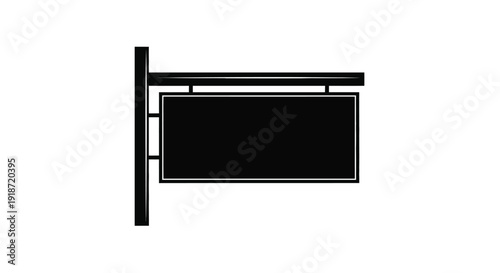 Simple black signpost illustration with a rectangular blank sign
