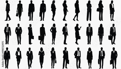 vector silhouette of a man Business People Vector Silhouettes Set – Professional Team Figures Collection