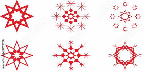 Red star and snowflake shapes arranged in a grid pattern