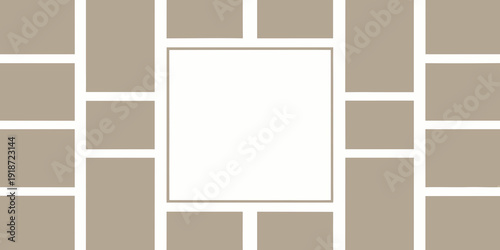 A grid of rectangular blocks with a central empty space