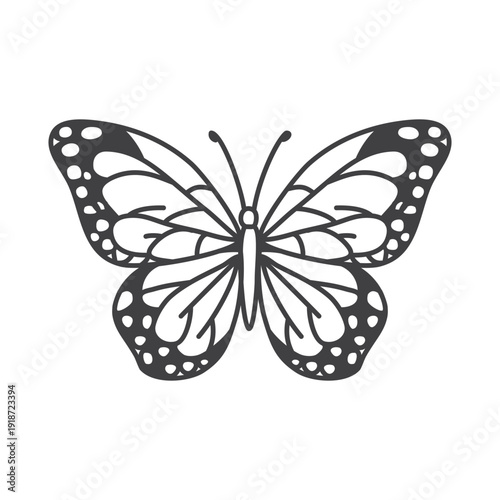 Simple outline butterfly icon isolated flat style design.