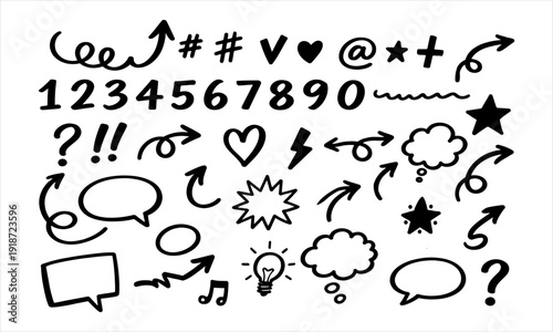 Diverse Hand-Drawn Doodle Elements Collection for Creative Design Projects