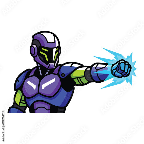 Futuristic Superhero in Action Pose.