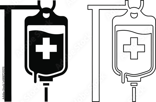 Medical iv drip bag and stand illustration