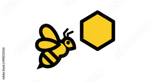 Wallpaper Mural Stylized Bee and Honeycomb Hexagon Icon in Bold Flat Logo Style Torontodigital.ca