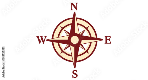 Wallpaper Mural Minimalist Design with Cardinal Points Against Clean White Background Torontodigital.ca