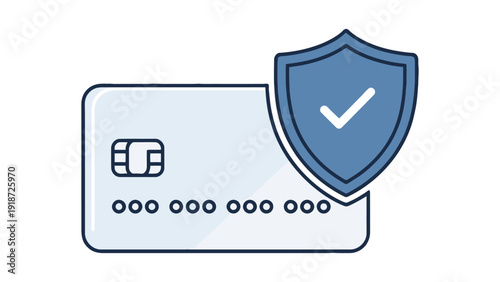 Secure Payment Card Illustration with Shield Emblem Representing Fraud Protection Digital Wallet Trust Compliance and Financial Risk Mitigation