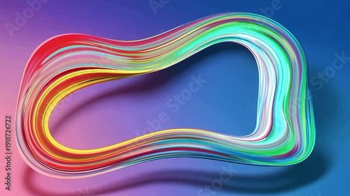 Colorful Neon Loop Art In Abstract Fluid Motion.