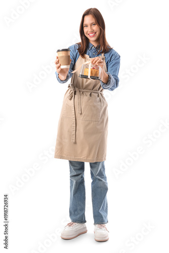 Happy young female barista ...