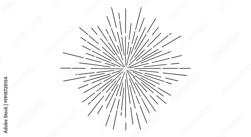 Fototapeta premium Radial Bursting Starburst Lines - Abstract Graphic Element of Radiating Light Rays